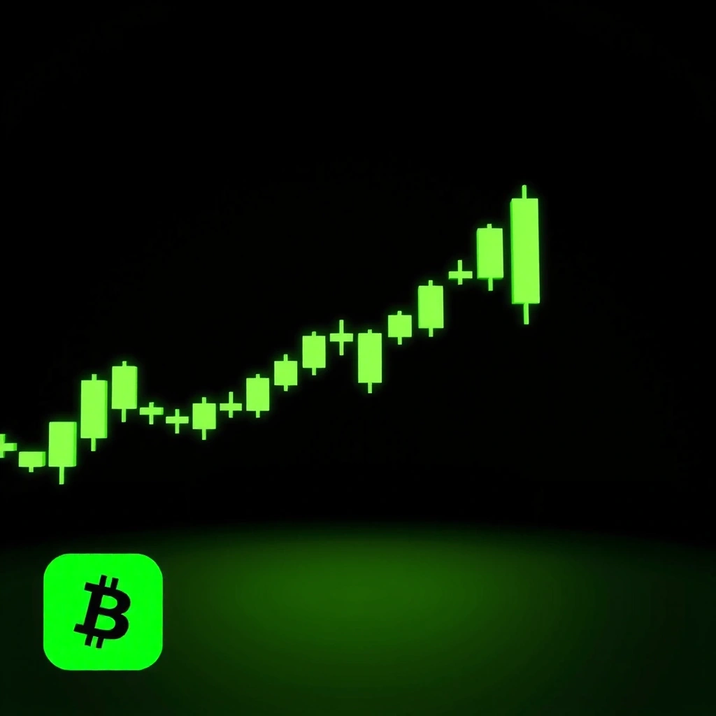Trading visualization with neon green candles on dark background